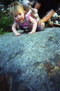 Lulu learning how to rock climb.